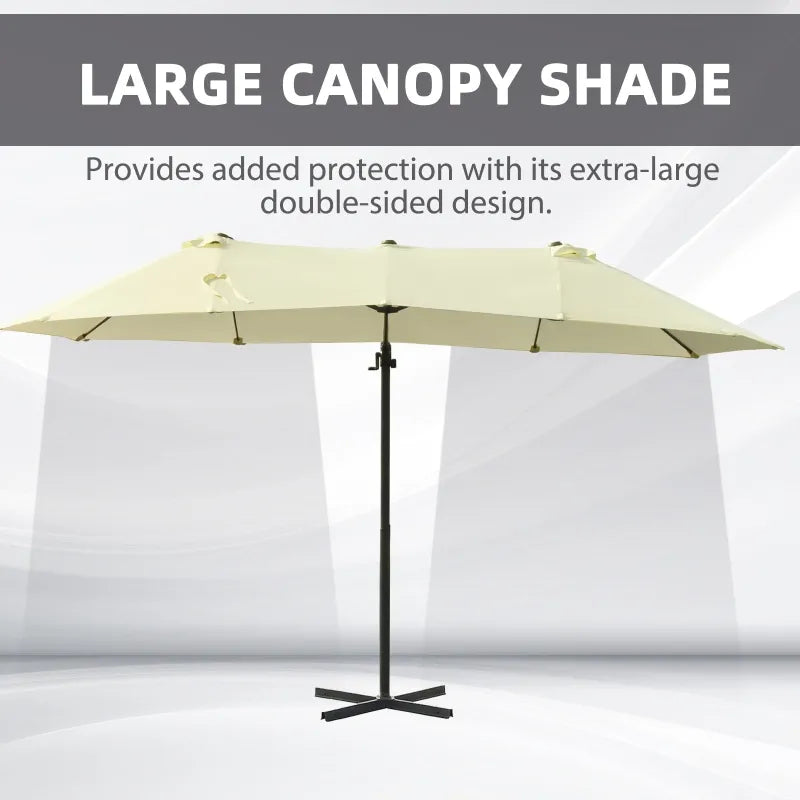 Outdoor Patio Umbrella Offset Cantilever Umbrella with Twin Canopy Sunshade Umbrella with Lift Beige