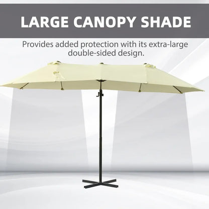 Outdoor Patio Umbrella Offset Cantilever Umbrella with Twin Canopy Sunshade Umbrella with Lift Beige