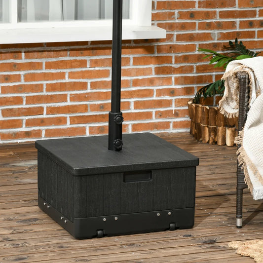 3-in-1 Outdoor Umbrella Base with Wheels, Side Table, Planter Box, 175lbs Heavy Duty Patio Umbrella Stand, Black