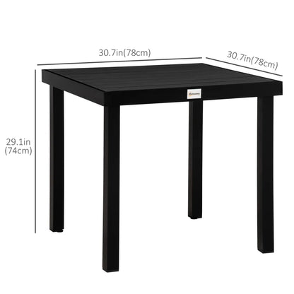 Patio Dining Table for 4, Square Aluminum Outdoor Table for Garden Lawn Backyard, Black