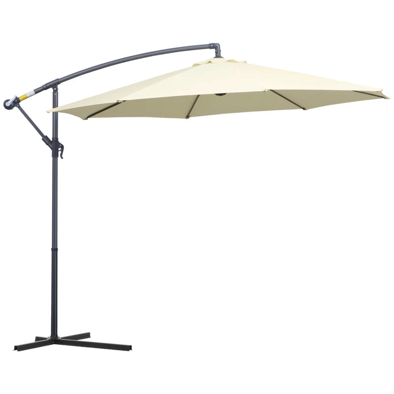 10' Deluxe Cantilever Umbrella Outdoor Market Parasol Banana Hanging Offset Sunshade Crank Cross Base Beige