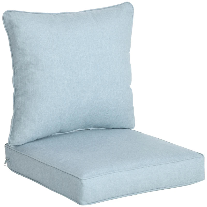 Outdoor Patio Chair Cushions, Deep Seat Replacement Patio Cushions Set (Seat and Back), Light Blue