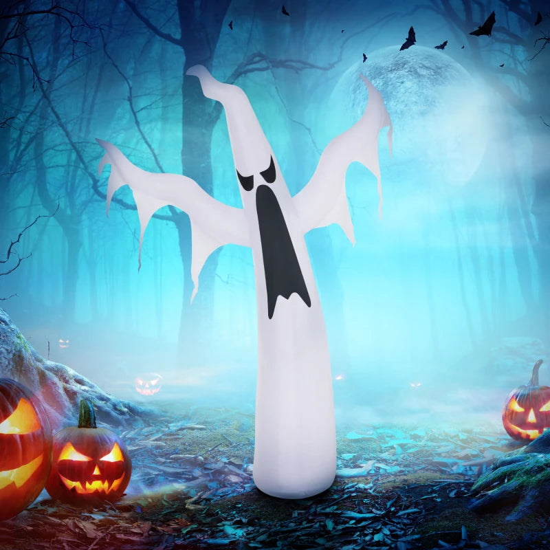 6FT Tall Halloween Inflatable White Ghost, Outdoor Blow Up Yard Decoration with LED Lights