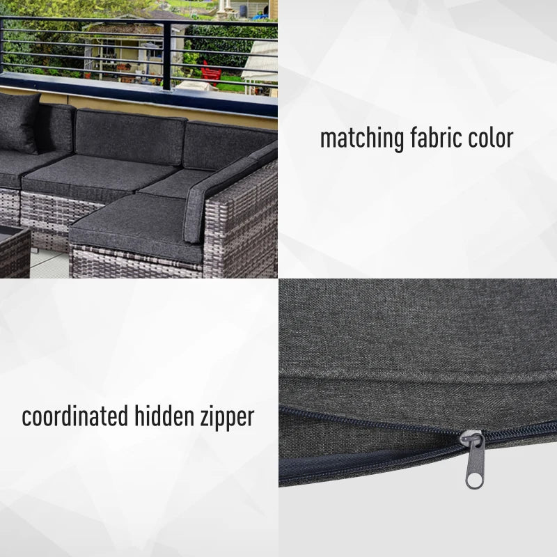 Outdoor Patio Rattan Sofa Cushion Polyester Cover Replacement No Cushion Padding Included Grey