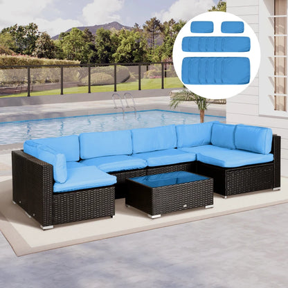 Outdoor Patio Rattan Sofa Set Cushion Polyester Cover Replacement Set - No Cushion Included Sky Blue