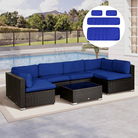 Outdoor Patio Rattan Sofa Set Cushion Polyester Cover Replacement Set - No Cushion Included Blue