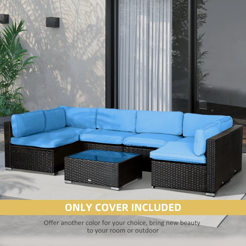 Outdoor Patio Rattan Sofa Set Cushion Polyester Cover Replacement Set - No Cushion Included Sky Blue