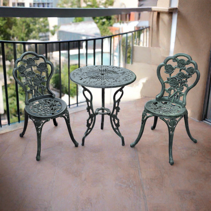 3 Pieces Patio Bistro Table and Chairs Antique Green