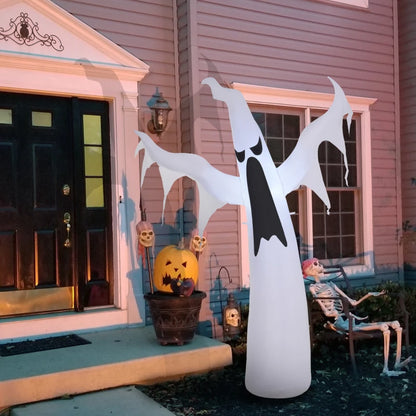 6FT Tall Halloween Inflatable White Ghost, Outdoor Blow Up Yard Decoration with LED Lights