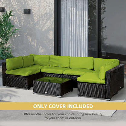 Outdoor Patio Rattan Sofa Set Cushion Polyester Cover Replacement Set - No Cushion Included Light Green