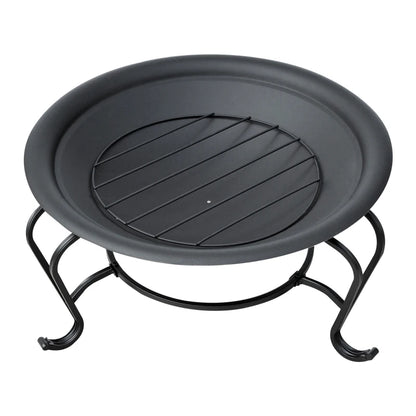 22" Round Firepit Patio Fireplace Garden Heater Portable Wood Burning Porch with Poker and Spark Screen Black