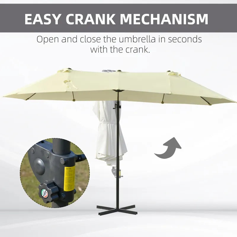 Outdoor Patio Umbrella Offset Cantilever Umbrella with Twin Canopy Sunshade Umbrella with Lift Beige