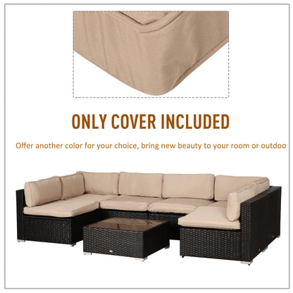 Outdoor Patio Rattan Sofa Set Cushion Polyester Cover Replacement Set - No Cushion Included Beige