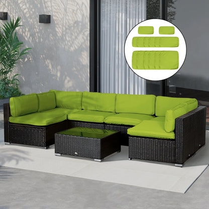 Outdoor Patio Rattan Sofa Set Cushion Polyester Cover Replacement Set - No Cushion Included Light Green