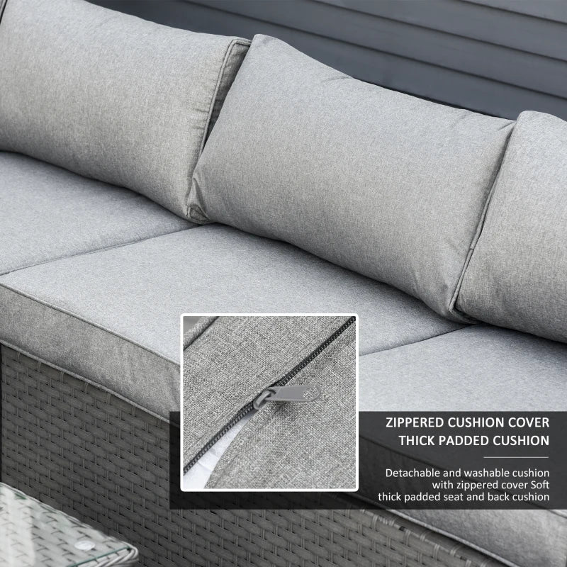 6 PCs Rattan Corner Sofa Set Outdoor Conservatory Furniture Grey