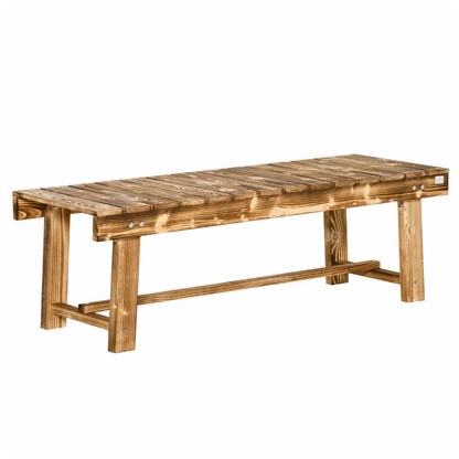 Outdoor Garden Bench, Backless Patio Fir Wood Stool, Armless Loveseat, 43.25" x 15" x 13.75", Carbonized