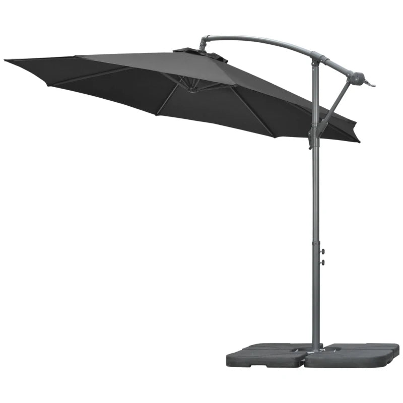 9.6ft Offset Patio Umbrella Garden Hanging Parasol Banana Cantilever Umbrella with Base, Crank, Black