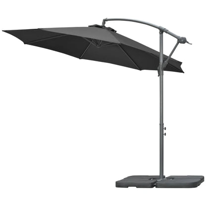 9.6ft Offset Patio Umbrella Garden Hanging Parasol Banana Cantilever Umbrella with Base, Crank, Black