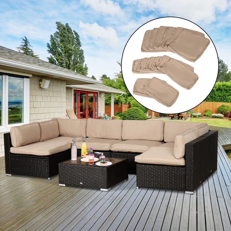 Outdoor Patio Rattan Sofa Set Cushion Polyester Cover Replacement Set - No Cushion Included Beige