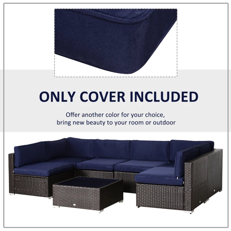 Outdoor Patio Rattan Sofa Set Cushion Polyester Cover Replacement- No Cushion Included Dark Blue