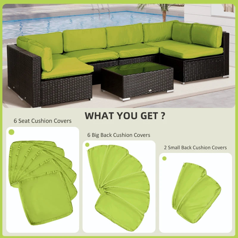 Outdoor Patio Rattan Sofa Set Cushion Polyester Cover Replacement Set - No Cushion Included Light Green