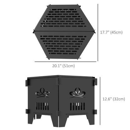 2-In-1 Portable Plug Fire Pit Table 20" Hexagon Firepit with Carrying Bag for Patio, Camping, Picnic, Bonfire