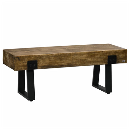 Garden Bench with Metal Legs, Rustic Wood Effect Concrete Dining Bench, Indoor or Outdoor Use for Patio, Park, Porch and Lawn, Natural and Black