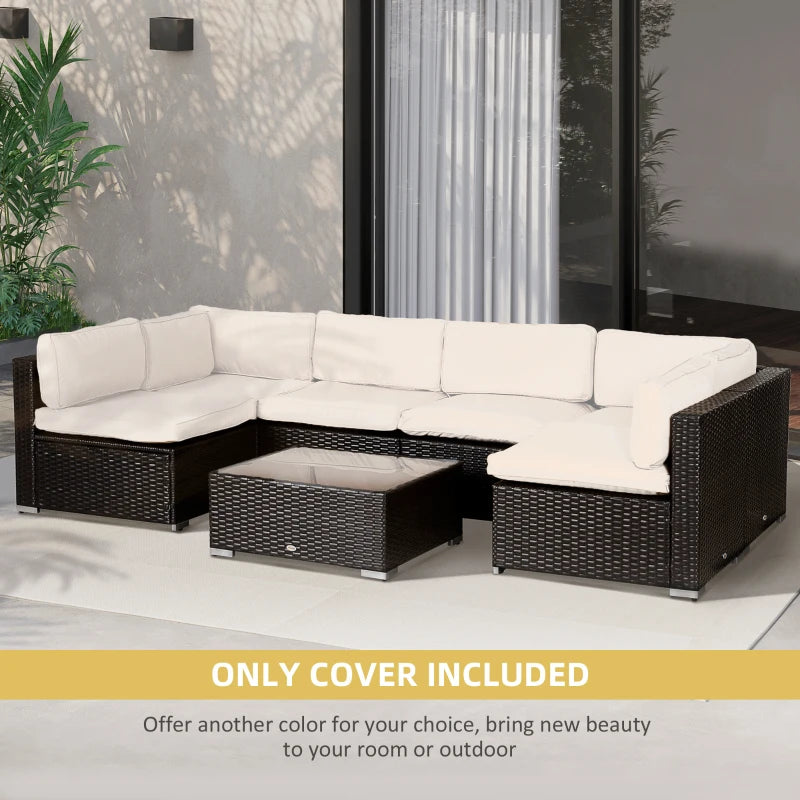 Outdoor Patio Rattan Sofa Set Cushion Polyester Cover Replacement Set - No Cushion Included, Cream White