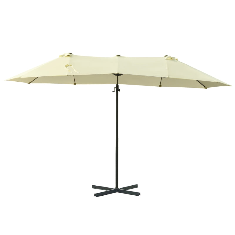 Outdoor Patio Umbrella Offset Cantilever Umbrella with Twin Canopy Sunshade Umbrella with Lift Beige