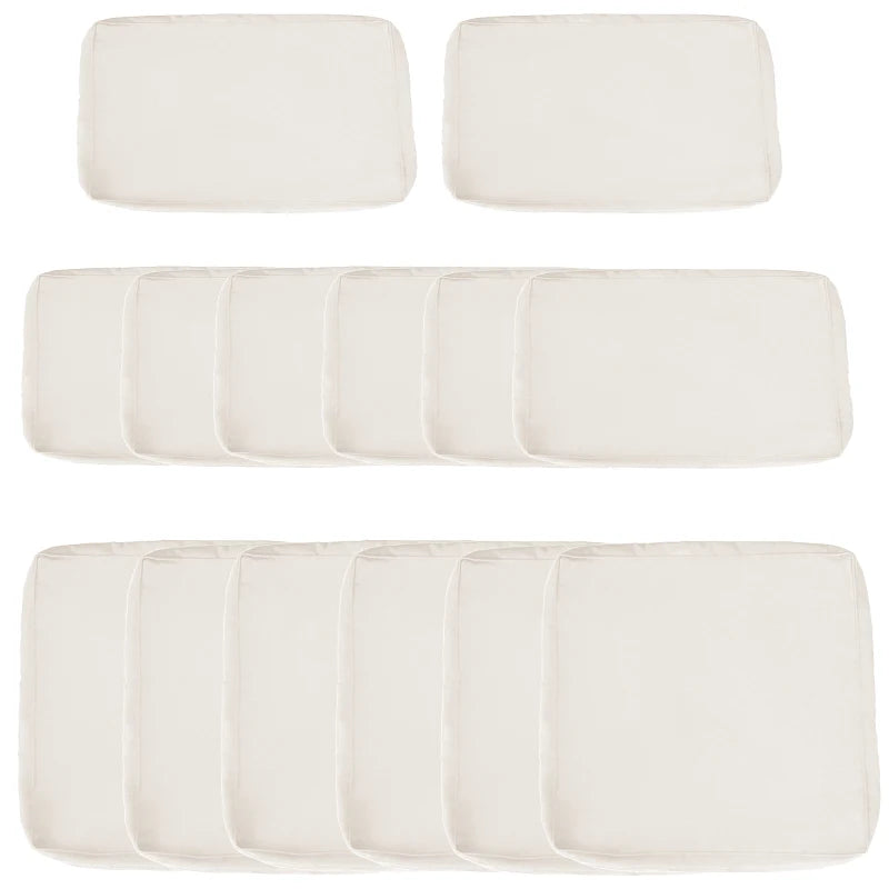 Outdoor Patio Rattan Sofa Set Cushion Polyester Cover Replacement Set - No Cushion Included, Cream White