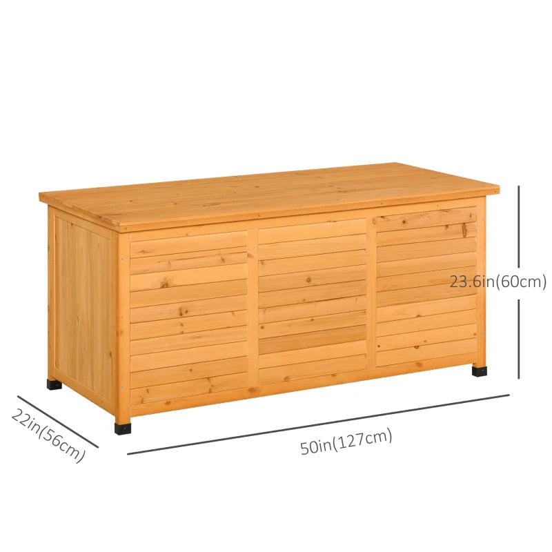 75 Gallon Wooden Storage Box patio Deck Box Bench, Garden Backyard Outdoor Storage Container with Aerating Gap & Weather-Fighting Finish, Yellow