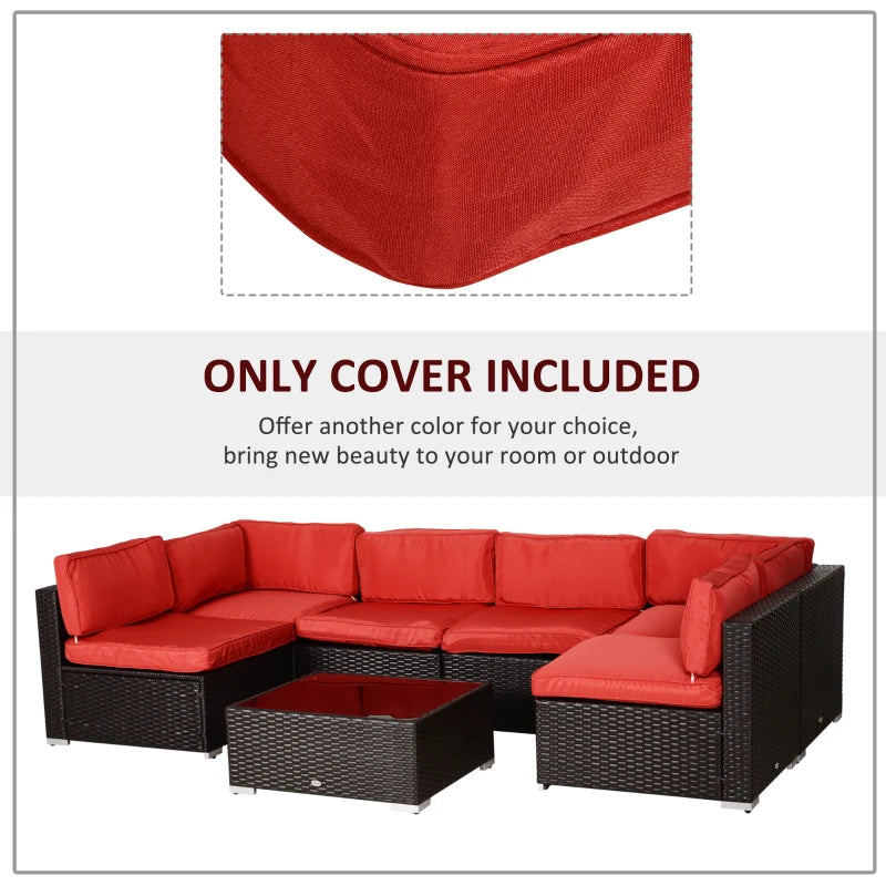 Patio Rattan Sofa Set Cushion Polyester Cover Replacement Set - No Cushion Included Red