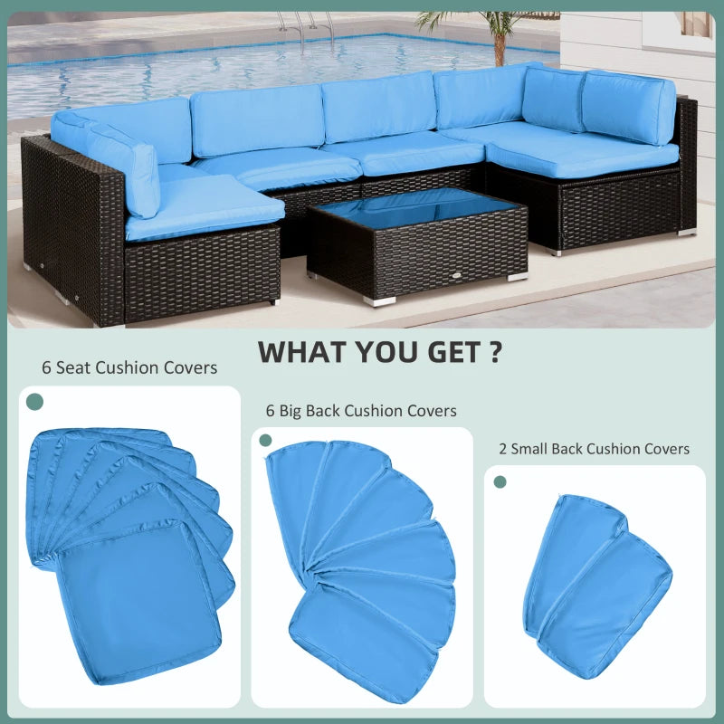 Outdoor Patio Rattan Sofa Set Cushion Polyester Cover Replacement Set - No Cushion Included Sky Blue