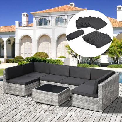 Outdoor Patio Rattan Sofa Cushion Polyester Cover Replacement No Cushion Padding Included Grey