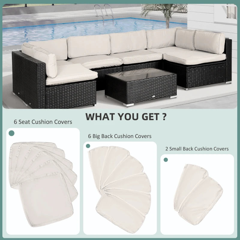 Outdoor Patio Rattan Sofa Set Cushion Polyester Cover Replacement Set - No Cushion Included, Cream White