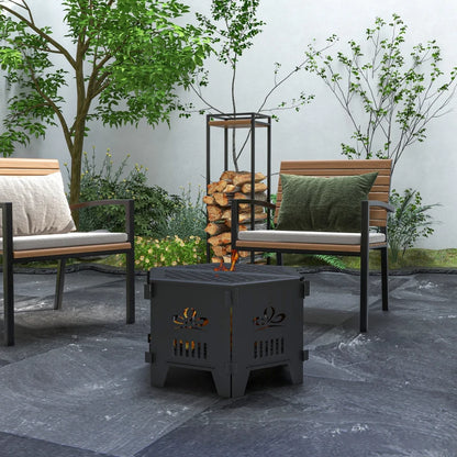 2-In-1 Portable Plug Fire Pit Table 20" Hexagon Firepit with Carrying Bag for Patio, Camping, Picnic, Bonfire