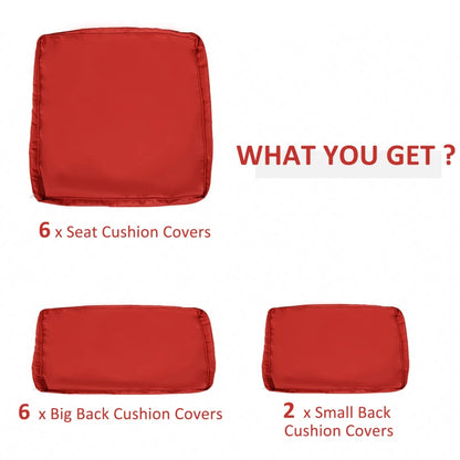 Patio Rattan Sofa Set Cushion Polyester Cover Replacement Set - No Cushion Included Red